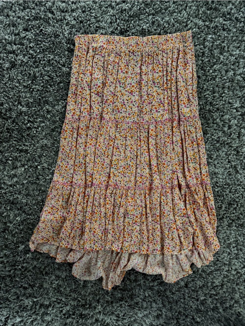 Democracy Floral Tiered High-Low Skirt - Pink, Yellow
